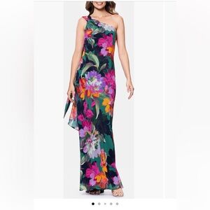 Xscape Floral One-Shoulder Dress - Multicolor